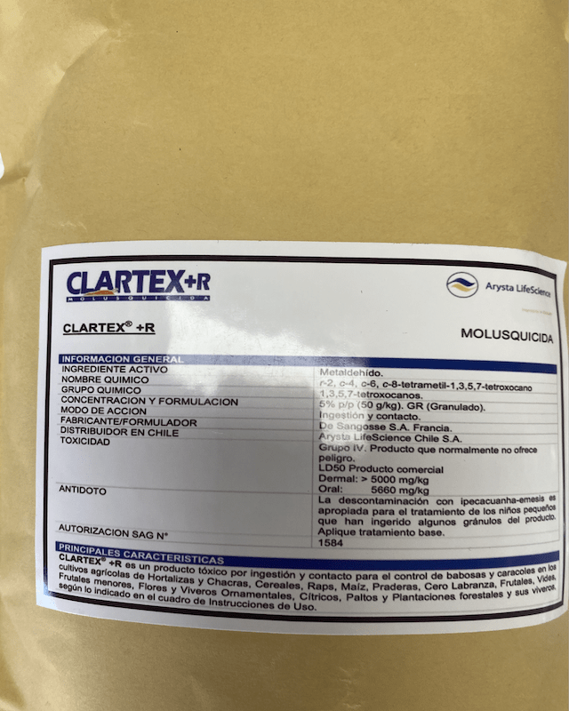 Cebo Para Caracoles y Babosas Clartex +R. Sachet  Kilo2