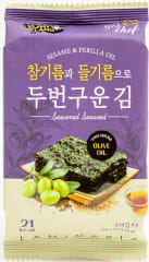 SNACK DE ALGAS TOSTADAS SABOR ACEITE DE OLIVA SAZONADAS CO SESAMO Y ACEITE DE PERILLA 4GR