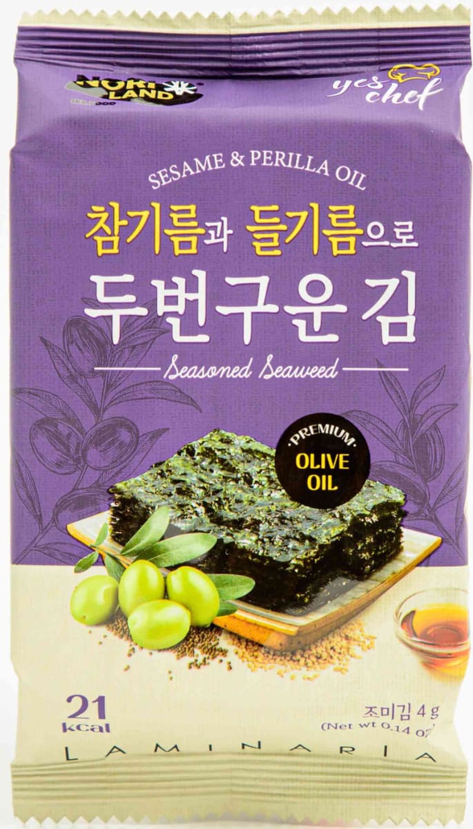 SNACK DE ALGAS TOSTADAS SABOR ACEITE DE OLIVA SAZONADAS CO SESAMO Y ACEITE DE PERILLA 4GR 0