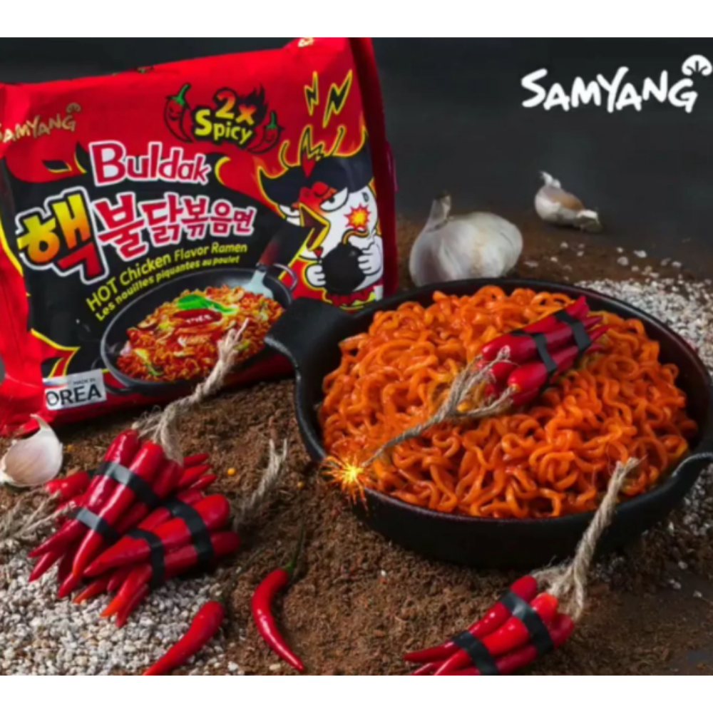 RAMEN INST SABOR POLLO EXTRA-PICANTE X2 BULDAK 140GR PACK 5UND (INTER)1