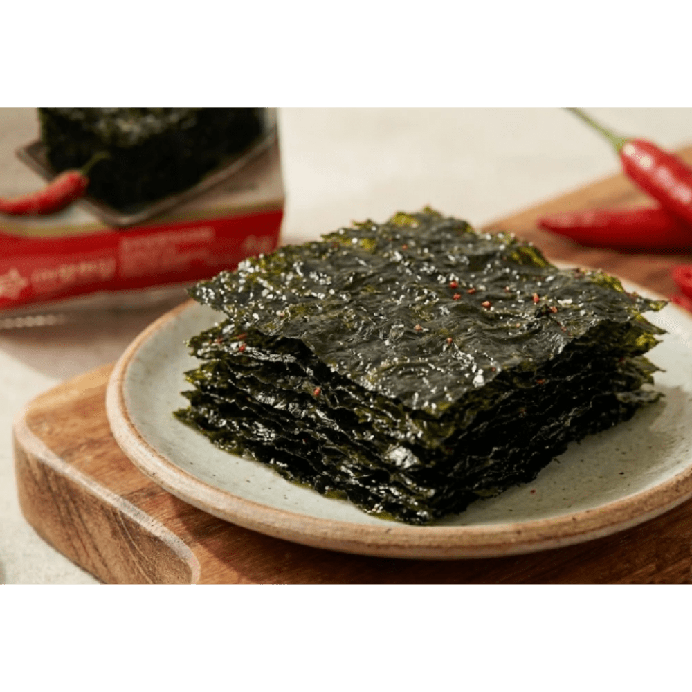 SNACK DE ALGAS TOSTADAS SABOR KIMCHI CON ACEITE DE SESAMO Y PERILLA 4GR 0
