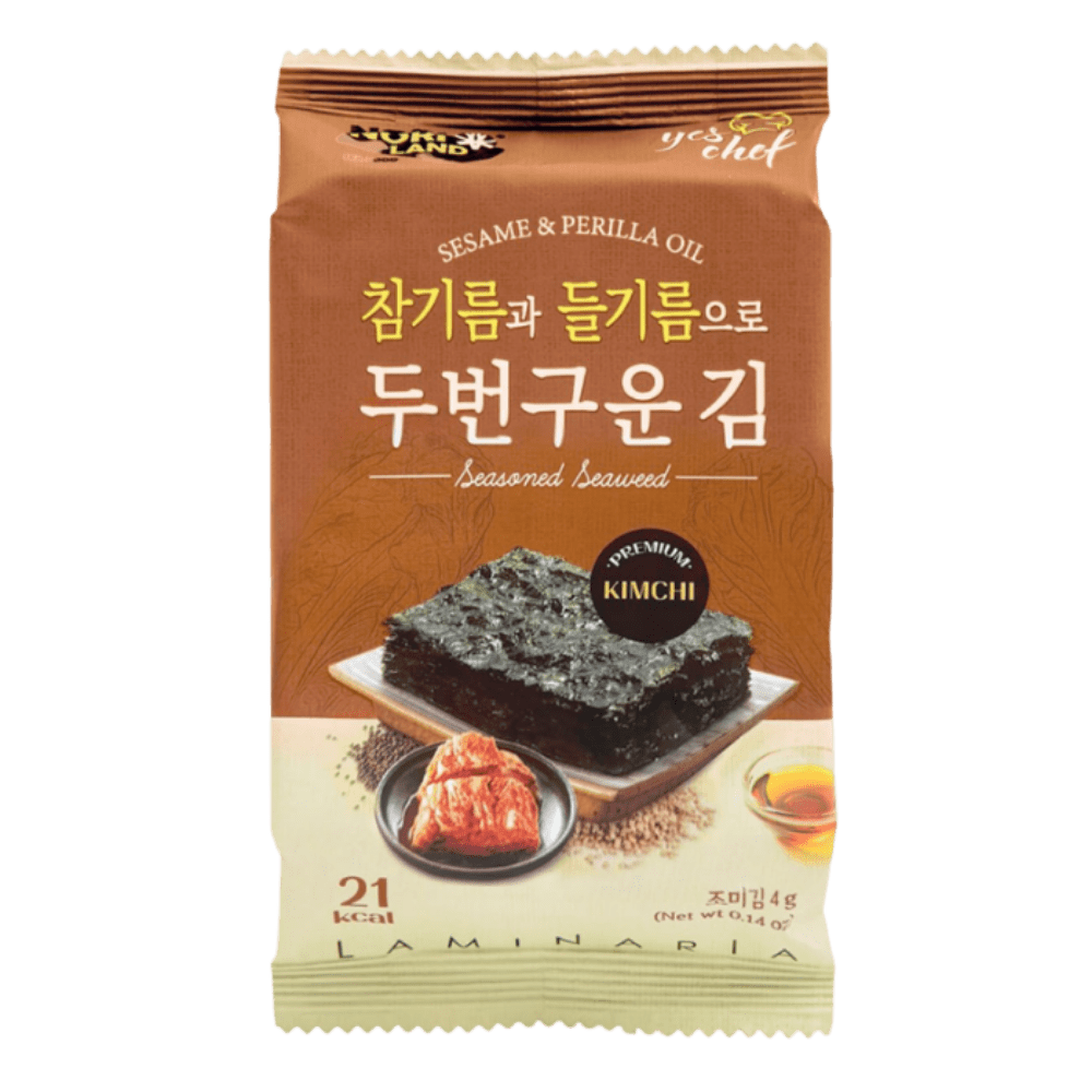 SNACK DE ALGAS TOSTADAS SABOR KIMCHI CON ACEITE DE SESAMO Y PERILLA 4GR2
