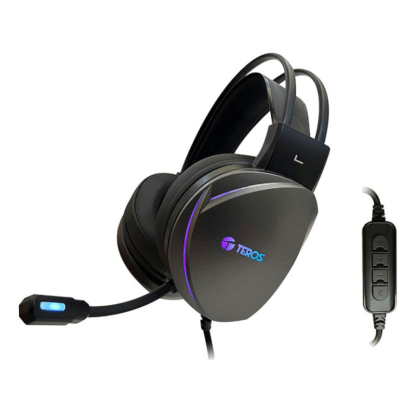 AURICULARES GAMING TEROS TE-8170N ESTÉREO 7.1, MICRÓFONO, CONECTOR USB, NEGRO, LUCES RGB