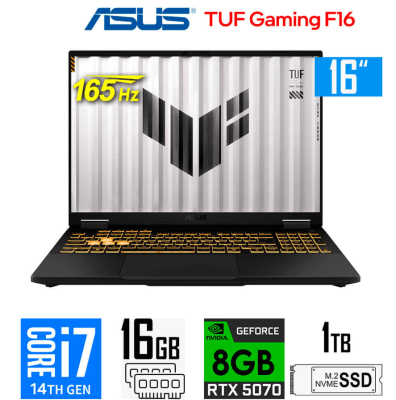 ASUS  TUF F16 CORE i7 14650HX 16GB DDR5 1TB SSD RTX 5070 8GB 16¨ WUXGA WIN11 (FX608JPR'WH74)1