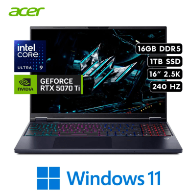 LAPTOP ACER PREDATOR HELIOS NEO 16 AI ULTRA 9 275HX 16GB DDR5 1TB SSD 16