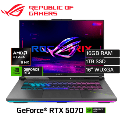ROG G16 RYZEN 9 8940HX 16GB RAM DDR5 1TB SSD RTX 5070 8GB 16