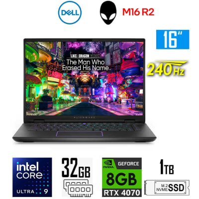 DELL ALIENWARE M16 CORE ULTRA 9 185H 32 GB RAM DDR5 1TB SSD RTX 4070 8GB 16