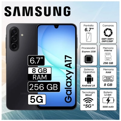 CELULAR SAMSUNG A17 8GB RAM 256 GB ALMACENAMIENTO BLACK