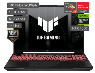 ASUS TUF A16 RYZEN 7 7445HS 512GB SSD  16 RAM DDR5 RTX4050 6GB 16 WUXGA