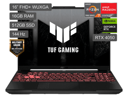 ASUS TUF A16 RYZEN 7 7445HS 512GB SSD 16 RAM DDR5 RTX4050 6GB 16 WUXGA ESPAÑOL (90NR0MU3-M007A0)1