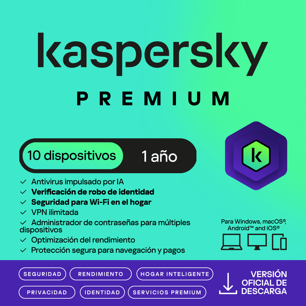 KASPERSKY PREMIUM / 10 DISPOSITIVOS / 1 AÑO2