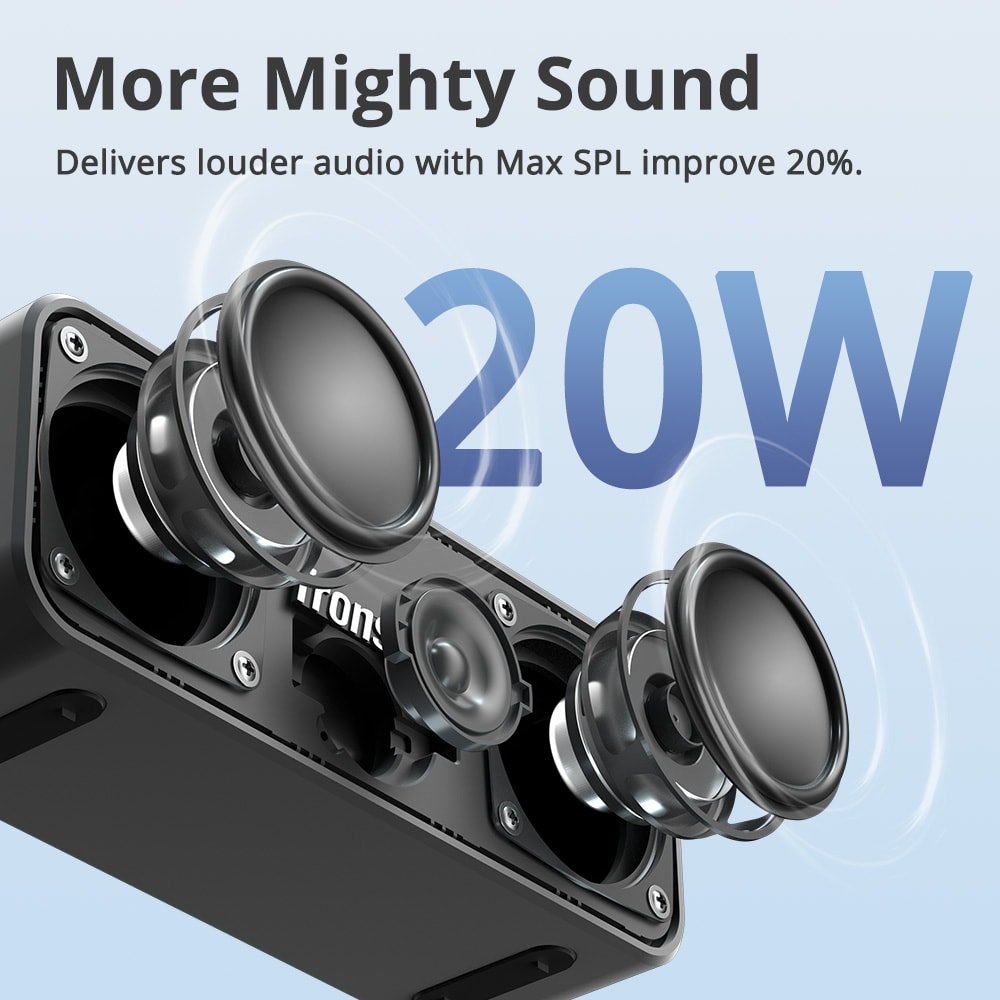 Tronsmart Parlante T2 Plus 20W Bluetooth IPX7 Waterproof — Negro3