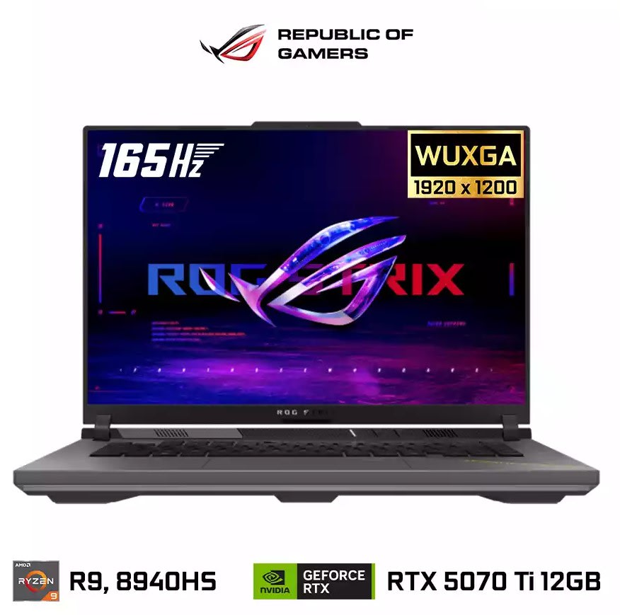 ROG G16 RYZEN 9 8940HX 16GB RAM DDR5 1TB SSD RTX 5070TI 12GB 16