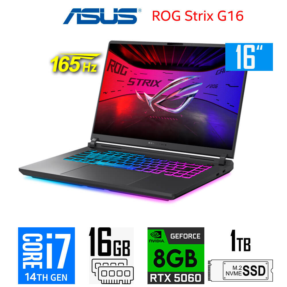 ASUS ROG STRIX G16 I7-14650HX 16GB RAM DDR5 1TB SSD RTX 5060 8GB 16