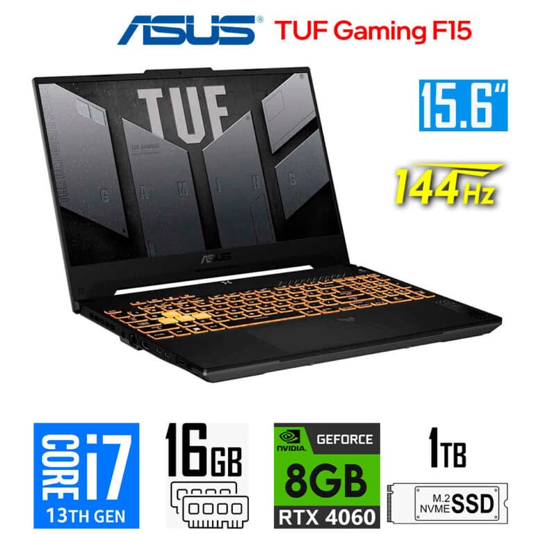 ASUS TUF F15 FX507VV CORE I7-13620H SSD 1TB RAM 16RAM DDR5 15.6 FHD 144HZ TARJETA RTX 4060 8GB T.I. 0