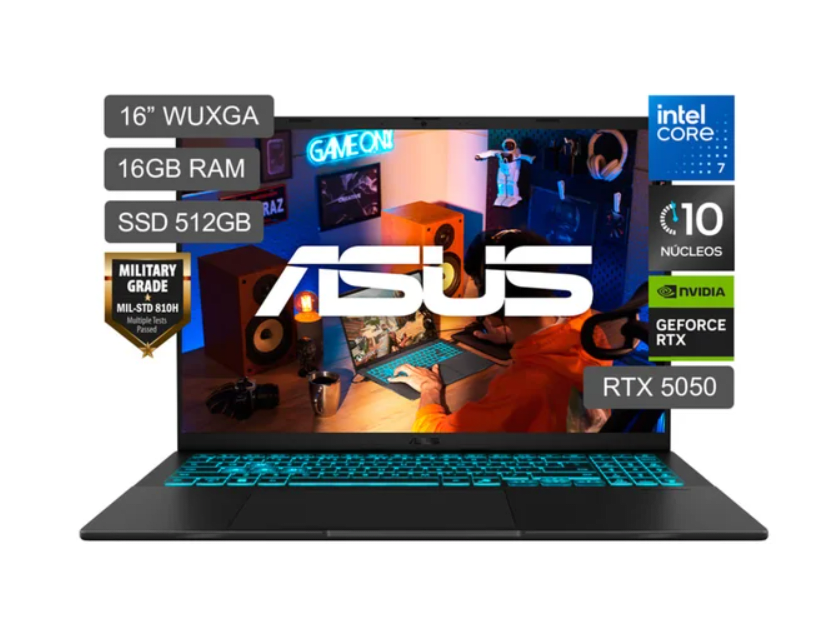 ASUS VIVOBOOK GAMING V3607V CORE 7 240H 16 GB DDR5 512 GB SSD RTX 5050 8GB (90NB16L1'M000J0) 0