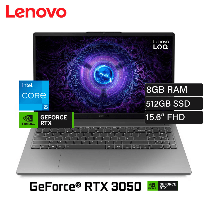LENOVO LOQ 15IAX9E I5-12450HX 8GB RAM 512 GB SSD RTX 3050 6GB 15.6