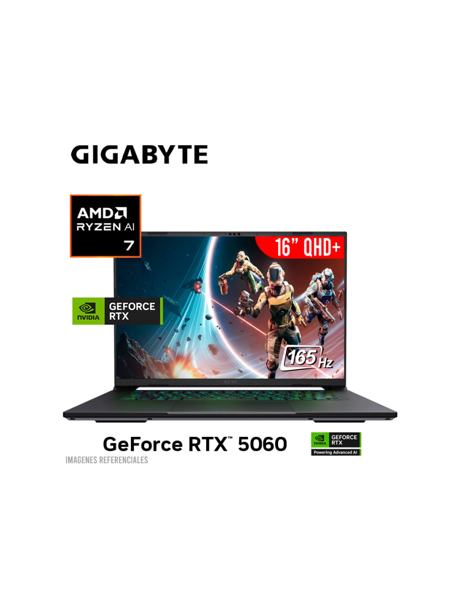 GIGABYTE AERO X16 RYZEN AI 7-350 16GB 1TB SSD GEFORCE RTX 5060 8GB 16 QHD+ 165HZ WINDOWS 11 0