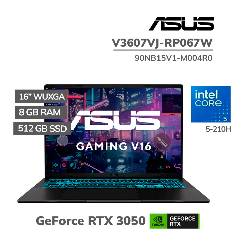 ASUS V16 V3607VJ-RP067W C 5-210H RAM 8GB DDR5 SSD 512GB SSD RTX 3050 6G 16