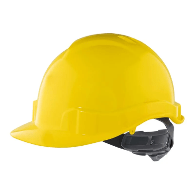 CASCO DE SEGURIDAD 6 PUNTAS AMARILLO CON ARNÉS
