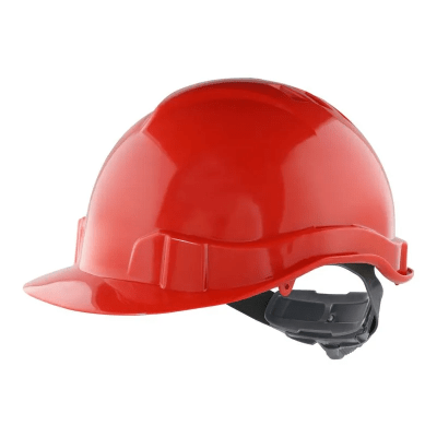 CASCO DE SEGURIDAD 6 PUNTAS ROJO CON ARNÉS1