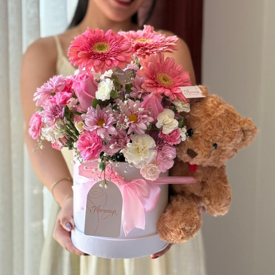 BOX FLORAL TEDDY