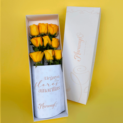 CAJA LARGA 9 ROSAS AMARILLAS