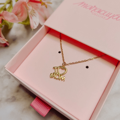 COLLAR I LOVE MOM DORADO