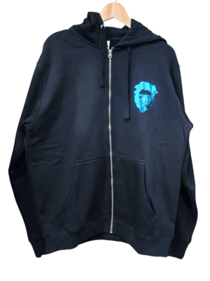 POLERON C/ GORRO ECOSUB Y CIERRE COLOR NEGRO  LOGO METALIZADO