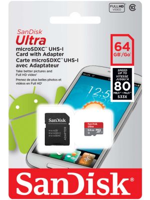 MICRO SD 64 GB SANDISK ® CLASE 10 VEL 80X ULTRA1