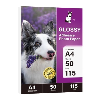 PAPEL FOTOGRAFICO ADHESIVO LILY 115GRS GLOSSY A4 X 50 UNIDADES1
