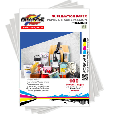 PAPEL SUBLIMACION TAMAÑO A3 100 HOJAS