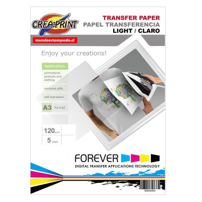 PAPEL TRANSFER TELAS CLARAS A3 INKJET X HOJA1