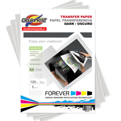 PAPEL TRANSFER TELAS OSCURAS TAMAÑO A4 5 HOJAS