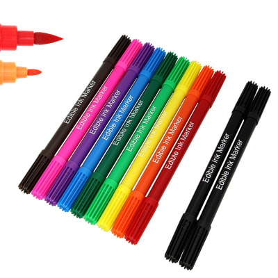 10 Marcadores Con Tinta Comestible Doble Punta Decorado Tortas.4