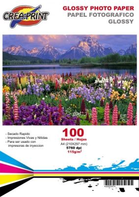 PAPEL CREAPRINT 115GRS GLOSSY A4 X 100 UNIDADES1