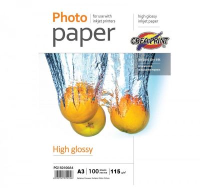 PAPEL CREAPRINT 115GRS GLOSSY A3 X 100 UNIDADES PAPEL CREAPRINT 115GRS GLOSSY A3 X 100 UNIDADES