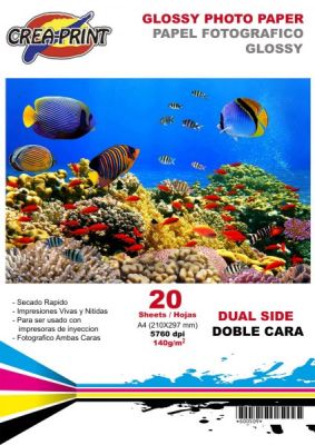 PAPEL CREAPRINT 140GRS GLOSSY DUAL SIDE A4 X 20 UNIDADES1