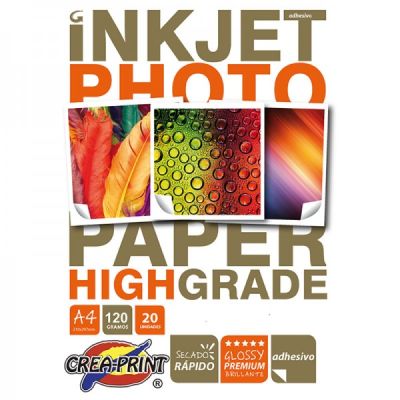 PAPEL CREAPRINT 120GRS ADHESIVO GLOSSY A4 X 20 UNIDADES PAPEL CREAPRINT 120GRS ADHESIVO GLOSSY A4 X 20 UNIDADES