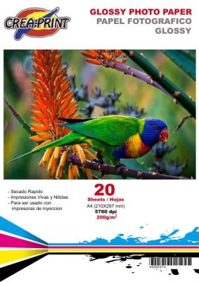 PAPEL CREAPRINT 200GRS GLOSSY A4 X 20 UNIDAD1