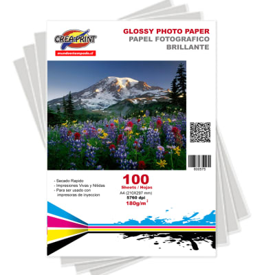 PAPEL CREAPRINT 180GRS GLOSSY A4 X 100 UNID.1