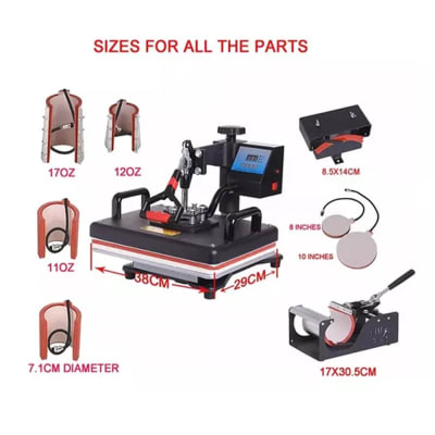 MAQUINA PRENSA CALOR 8 EN 1 29X38 CMS