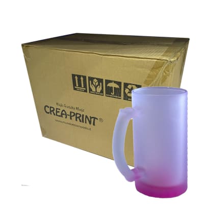 CAJA 24 UNIDADES SHOPERO/GLASS BEER 16 OZ GRADIENTE ROSADO