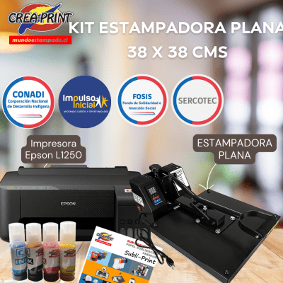 KIT ESPAMPADO PLANCHA PLANA 38X38 + IMPRESORA EPSON L1250