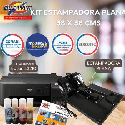 KIT ESPAMPADO PLANCHA PLANA 38X38 + IMPRESORA EPSON