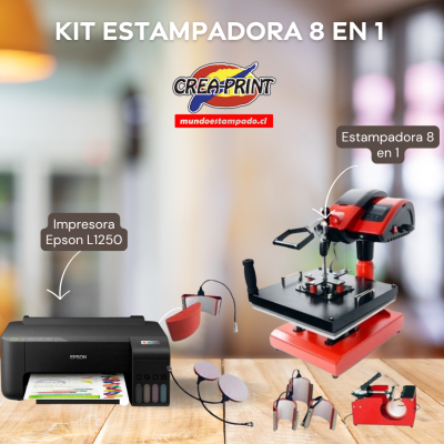 KIT ESTAMPADORA PROFESIONAL 8 EN 1 CON IMPRESORA EPSON