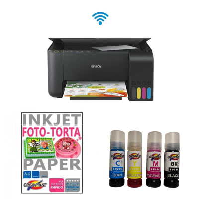 IMPRESORA EPSON L3250 + 25 HOJAS DE PAPEL AZUCAR + 280CC DE TINTA COMESTIBLES1