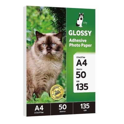 PAPEL CREAPRINT 135GRS ADHESIVO GLOSSY A4 X 50 UNIDADES