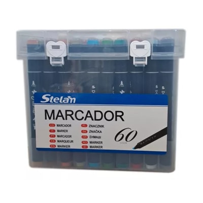 Lapices Marcadores Doble Punta+ Estuche Profesional 60 unid1