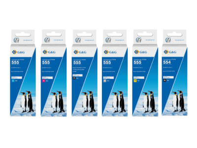 Pack 6 Tintas T555 T554 Para Epson Ecotank 70ml L8160 L8180